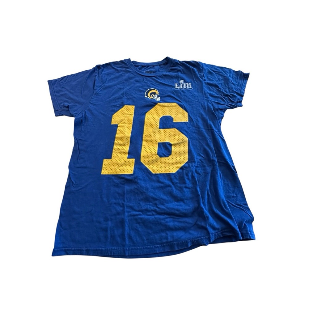 Super Bowl 53 LIII Los Angeles Rams Jared Goff #16 Blue T Shirt Mens Size Large